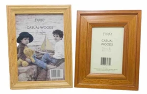 FURIO HOME Casual Woods Picture Frames 5 x 7” and 3 1/2 x 5” Light & Dark NEW - Picture 1 of 5