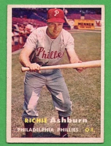 1957 Topps #Richie Ashburn VG-VGEX CREASE Philadelphia Phillies Mets Cubs HOF - Picture 1 of 2