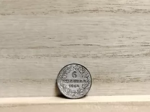 1854 6 Kreuzer Free Imperial City of Frankfurt German States Billon Coin - Picture 1 of 8