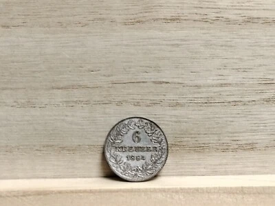 1854 6 Kreuzer Free Imperial City of Frankfurt German States Billon Coin - Image 1 of 4