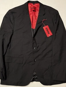 HUGO Suit Jacket Mens Size 40S Solid Black/ Red Check Superflex Modern Fit $398 - Picture 1 of 4
