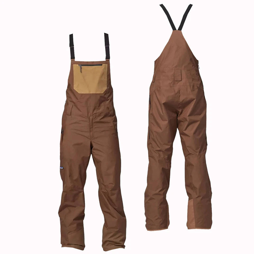 PATAGONIA Hombres Snowboard Nieve - POWDER TOWN BIB Pantalón - Marrón Alce Foto 1 de 1