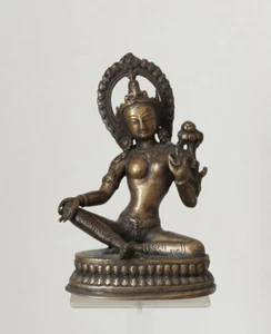 Old Nepal/Tibet beautiful goddess Tara statue, brass - Picture 1 of 8