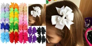 40Piece Boutique Grosgrain Ribbon Pinwheel Hair Bows Solid - Picture 1 of 8