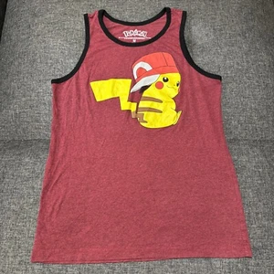 Pokemon Pikachu Mens Red Sleeveless Tank Top Medium - Picture 1 of 9