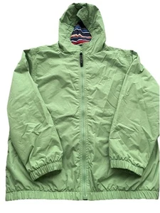 L.L.Bean 0ACP8 Kids’ L14-16 Lime Green Zip Up Anorak Jacket Hood Cotton Lining - Picture 1 of 11