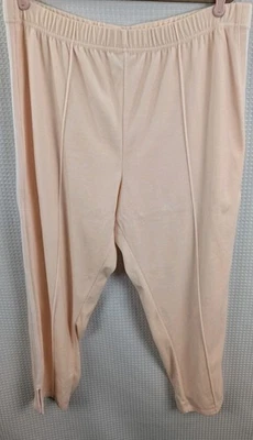 Calça lounge Coldwater Creek veludo rosa perna reta tamanho PXL listras brancas - Imagem 1 de 4