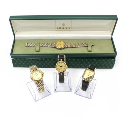 古驰 9000L 双色香槟表盘日期 18-21 毫米腕表 4 件装 #WB3553-5 — 第 1/4 张图片