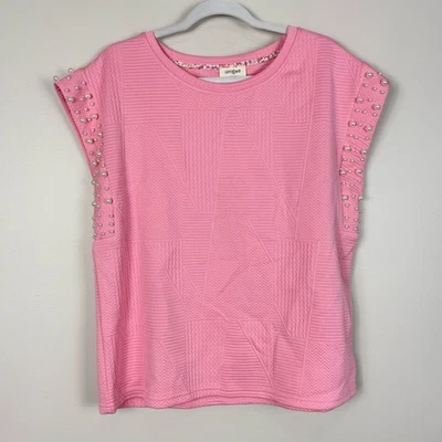 Blusa Umgee Top Mujer Pequeña Rosa Perla Sin Mangas Cuello Redondo Preppy De Gran Tamaño Foto 1 de 4