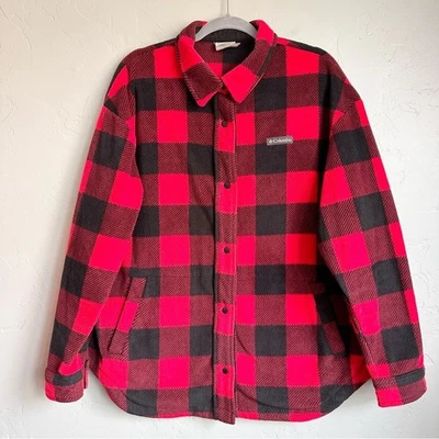 Columbia Mujeres Benton Springs Polar Camisa Chaqueta Roja Negra Cuadros Búfalo XL USADA EN EXCELENTE ESTADO Foto 1 de 4