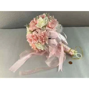 Pink and White Faux Flower Wedding Bouquet - Picture 1 of 4