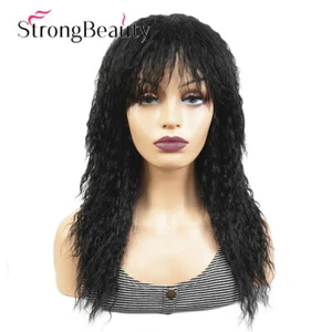 Pelucas rizadas afro largas negras marrones peluca sintética africana para mujer - Imagen 1 de 18