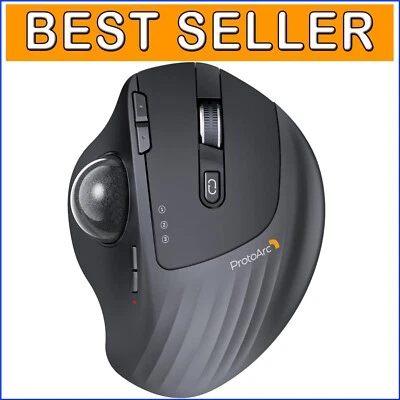 Ergonomic Wireless Trackball Mouse - Adjustable Angle & Quiet Control for 3 D... - Image 1 of 4