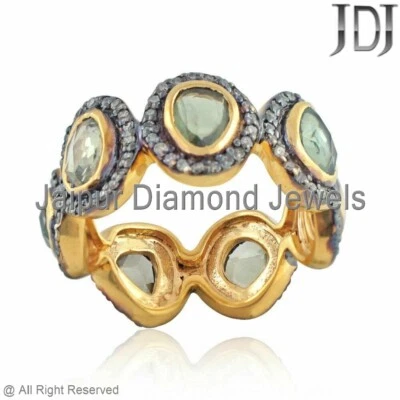 Anel de safira de diamante marrom natural estilo vitoriano joias feitas à mão de prata - Imagem 1 de 4