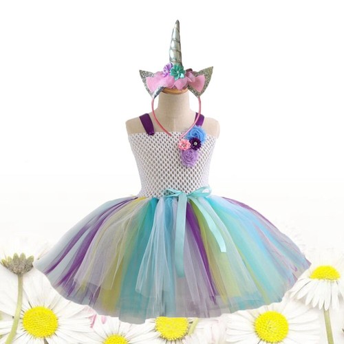 VETEMENTS Abito tutù colorato costume arcobaleno vestito gonna abbigliamento festa con