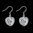 925 Silver Hollow Heart Dangle Drop Earrings Womens Classic Fashion Jewelry E021