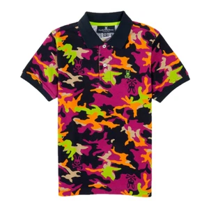 PSYCHO BUNNY POLO MULTICOLOR PSYCHO BUNNY KIDS B0K943U1PC BLK - Picture 1 of 1