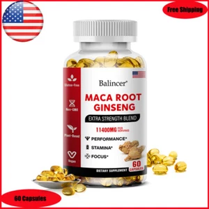 Maca + Ginseng Highest Potency Available 14,400mg Supports Desire Stamina - 60ct - Picture 1 of 13
