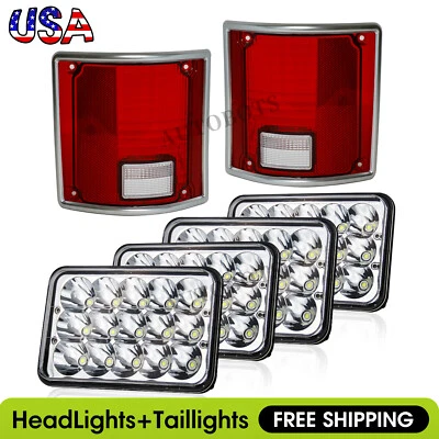 6PCS For 1981-1986 GMC C1500 2500 3500 Suburban 4X6" LED Headlights+Tail Lights - Image 1 of 4