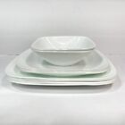 Corelle Cherish Square Embossed White Dinner Luncheon Plates And Bowls Set of 9
