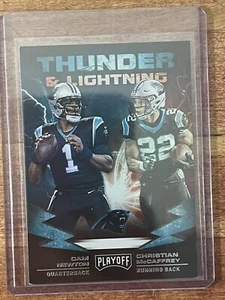 2019 Panini Playoff #8 Cam Newton & Christian McCaffrey Thunder & Lightning - Picture 1 of 2