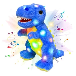 Blauer Dinosaurier LED Plüschtier mit Musik, Leuchtfunktion, Schlaflied, Gesc... - Bild 1 von 8