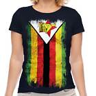 ZIMBABWE GRUNGE FLAG LADIES T-SHIRT TOP ZIMBABWEAN SHIRT FOOTBALL JERSEY GIFT