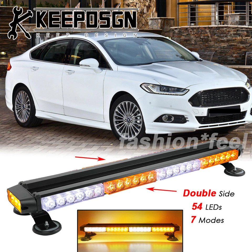 LED Roof Top Traffic Advisor Strobe Lights Bar Kit White Amber for Ford Fusion - Image 1 of 4