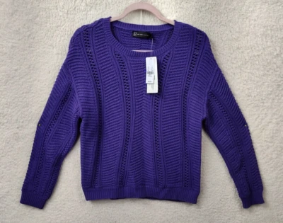 Suéter de punto de mezcla de algodón púrpura extra pequeño New York Company para mujer Foto 1 de 4