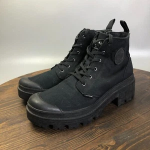 Palladium Pallabase Twill Womens Size 9.5 Black Canvas Hiking Boots - Picture 1 of 10