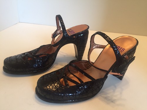 JORDAN Charles Jourdan CJBIS sandali alla caviglia neri pelle tacco donna taglia 5 5 M