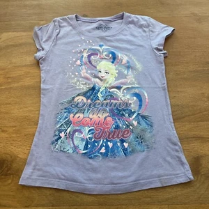Youth Size Large 10-12 Disney Frozen Queen Elsa Purple S/S T Shirt Summer Top - Picture 1 of 5