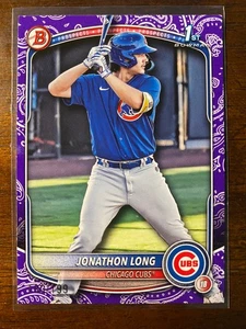 Bowman Jonathon Long 2025 #BP-58 1st Prospect patrón púrpura/199 Chicago Cubs - Imagen 1 de 2