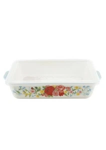 The Pioneer Woman Ceramic 9x13 Baker with Lid, Sweet Rose - Picture 1 of 5