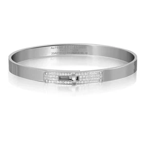 Hermes Kelly Diamond Bangle Bracelet Small Model 18K White Gold 0.36Cttw - Picture 1 of 7