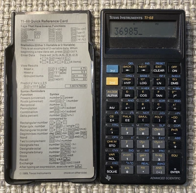 Texas Instruments TI-68 Advanced Scientific Calculator With Cover TESTED  - Image 1 of 4