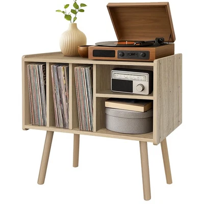 Soporte para tocadiscos con almacenamiento de vinilo, mesa para tocadiscos de madera con 5 cabinas... Foto 1 de 4