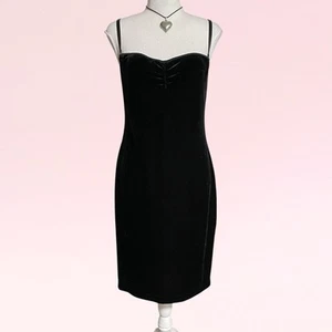 vintage y2k Rampage black velvet vampy goth bodycon party slip dress M/L 36B - Picture 1 of 15