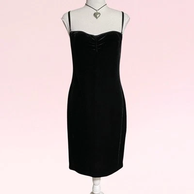 Vestido sin mangas vintage y2k Rampage negro terciopelo vampiro gótico bodycon fiesta M/L 36B Foto 1 de 4