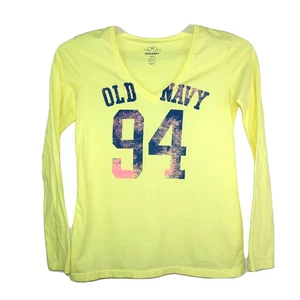 Old Navy T-Shirt Oberteil 94 gelb Teen Gr. Small Langarm V-Ausschnitt Pullover - Bild 1 von 5