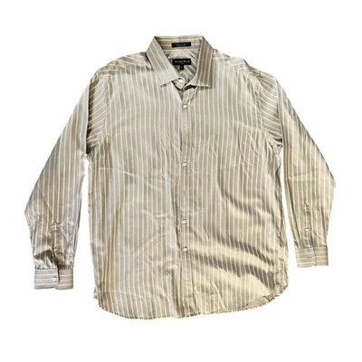 Austin Reed London Bespoke Fit Men’s L/S Dress Shirt XL Gray Stripe 100% Cotton Foto 1 de 4