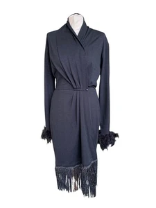 KENZO Paris Reworked Vintage 20s Inspo Feather Wool Black Cardigan - Size UK 12 - Picture 1 of 7