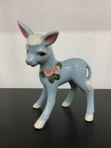 KITSCH Blue Donkey Ornament with Applied Flower Detail  - Picture 1 of 4
