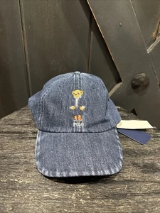 Polo Ralph Lauren Denim Polo Bear Baseballkappe Mütze in blau Einheitsgröße verstellbar - Neu mit Etikett - Bild 1 von 9