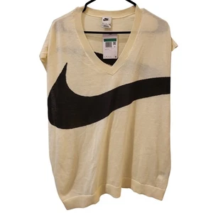 Nike Swoosh maglia gilet uomo XL maglione senza maniche FD2873-113 oversize panna nero - Foto 1 di 6