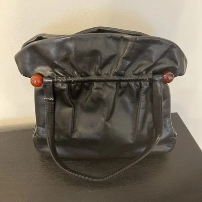 Bolso de Mano Dofan Hecho en Francia Cuero Negro DE COLECCIÓN ESTILO RARO Foto 1 de 4