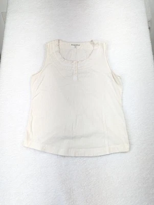 Camiseta sin mangas Woolrich para mujer marfil 100 % algodón tejida mediana Foto 1 de 4