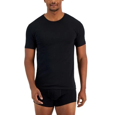 Alfani Mens 4-Pk Slim-Fit Solid Crewneck Cotton Undershirts Black T-Shirt Large - Image 1 of 4