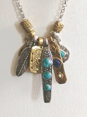 Silpada Shore Thing Turquoise Lapis Lazuli Sterling Silver Pendant Necklace - Image 1 of 4