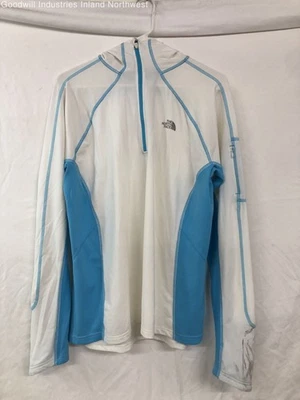 Camisa deportiva con capucha pulóver con cremallera 1/4 blanca azul The North Face para mujer talla XL Foto 1 de 4